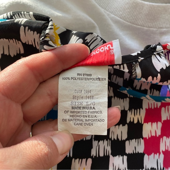 Vintage Bobbie Brooks checkered short sleeve blouse button back size large - Picture 6 of 8